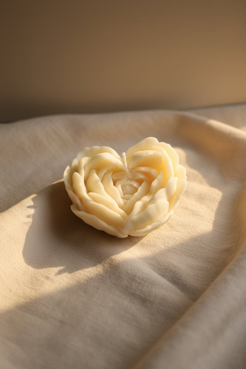 Świeca sojowa w kształcie serca — ręcznie robiona | Candle by Ann