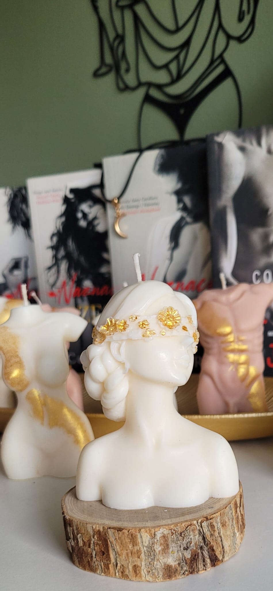Świeca sojowa popiersie kobiety grecka bogini — artystyczna dekoracja | Candle by Ann