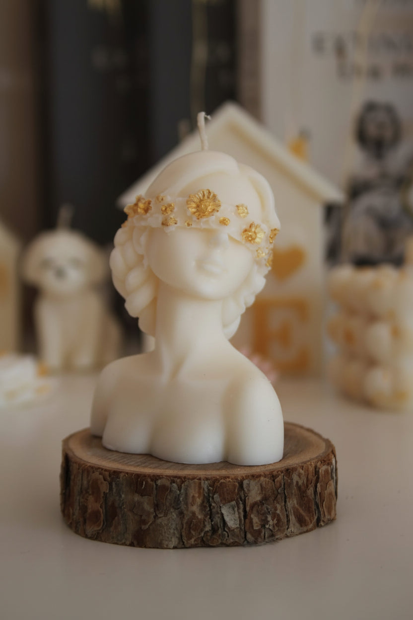Świeca sojowa popiersie kobiety grecka bogini — artystyczna dekoracja | Candle by Ann