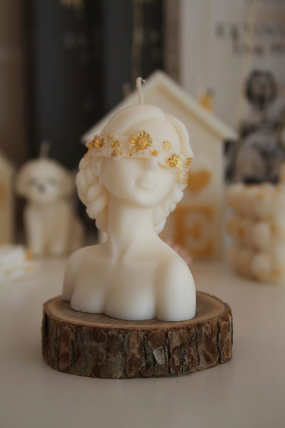 Świeca sojowa popiersie kobiety grecka bogini — artystyczna dekoracja | Candle by Ann