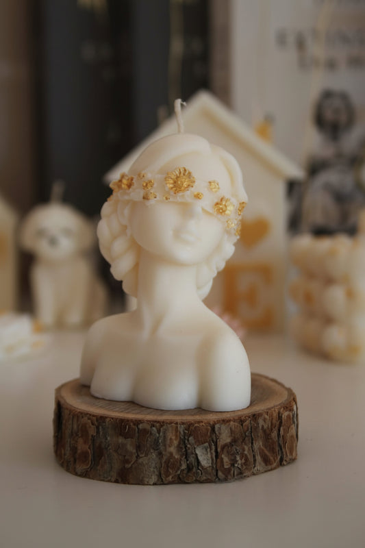 Świeca sojowa popiersie kobiety grecka bogini — artystyczna dekoracja | Candle by Ann