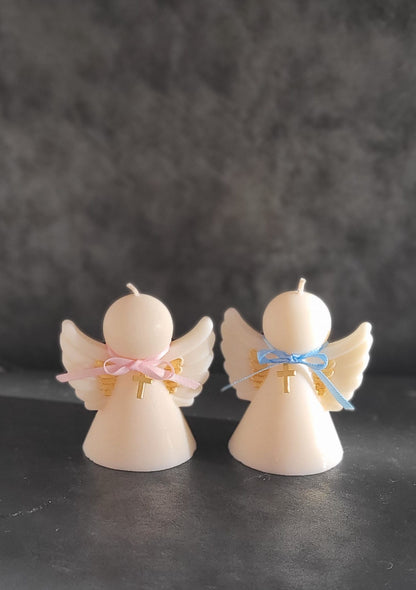 Świeca sojowa aniołek z krzyżykiem — pamiątka Pierwszej Komunii | Candle by Ann