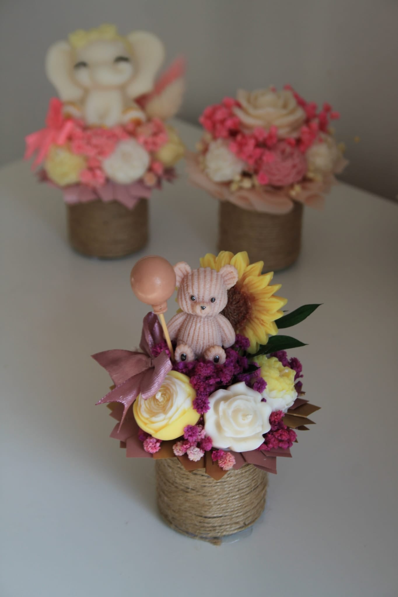 Mini flower box ze świec sojowych — elegancki upominek | Candle by Ann