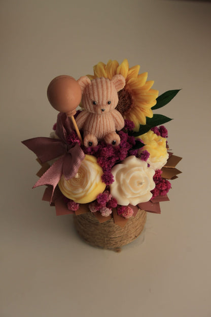 Mini flower box ze świec sojowych — elegancki upominek | Candle by Ann